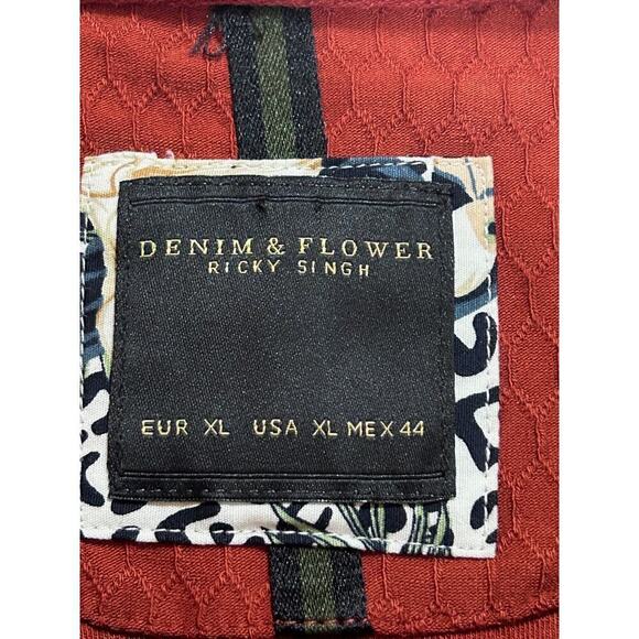 Denim & Flower Ricky Singh Men's Shirt XL Rust White Trim Honeycomb Pattern NWT - Picture 5 of 8